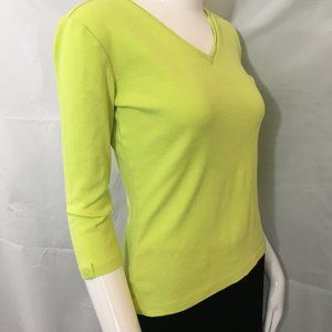 🌺Host Pick 🌺Anne Klein Sport Chartreuse V-Neck Top with 3/4 sleeves - Size PS